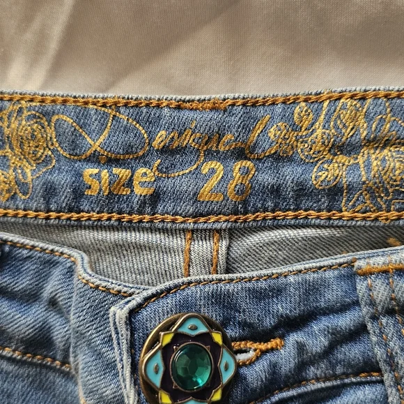 Desigual Pakaian Jada Wanita Embroidered Blue Jeans for Women - Picture 7 of 10